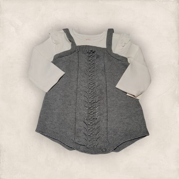 Cat & Jack Ruffle Shoulder Top Knitted Romper Bottom Set (6-9 months) - Picture 1 of 11